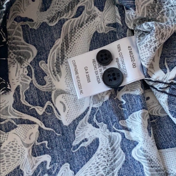 NWT Noize Amstrdm Navy Koi Long Sleeve Button Down - Picture 10 of 10